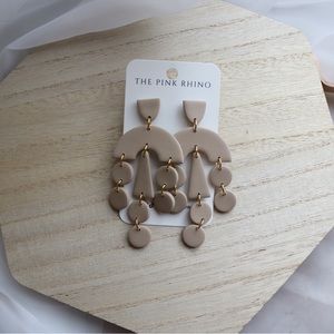 Chandelier Dangles in Wheat/Beige | Statement Earrings